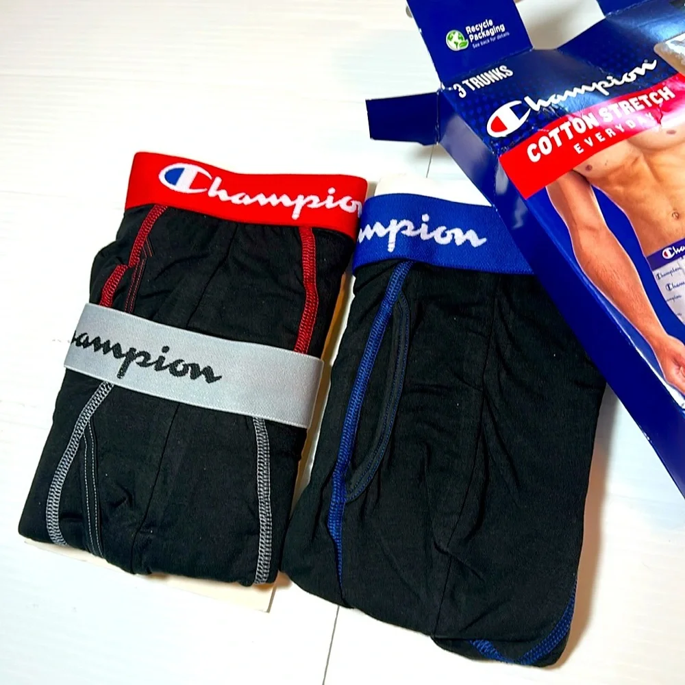 NWT 3PK Champion Stretch Cotton Trunks LG